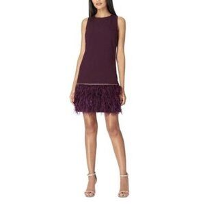 Tahari ASL Aubergine Jewel Neck Sheath Cocktail Dress Size 2 NWT